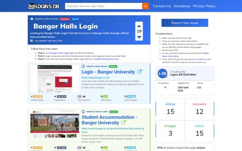 Bangor Halls Login - Logins-DB