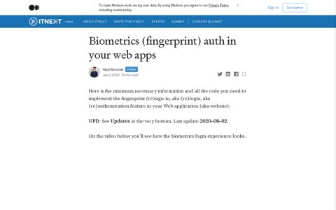 Biometrics (fingerprint) auth in your web apps | by Vasyl ...