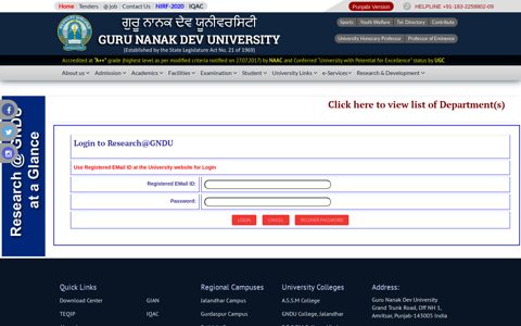 Login to Research@GNDU - Guru Nanak Dev University