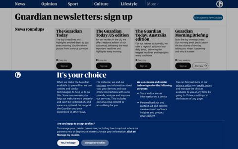 Guardian newsletters: sign up | Newsletter-signup-page | The ...