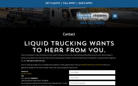 Contact Us - Liquid Trucking : Liquid Trucking