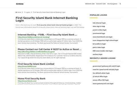 First Security Islami Bank Internet Banking Login ❤️ One Click ...