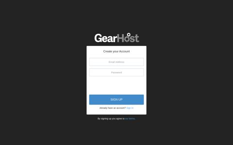 Sign Up - GearHost AppCloud