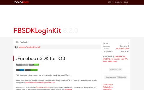 FBSDKLoginKit on CocoaPods.org