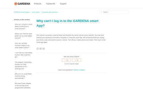Why can't I log in to the GARDENA smart App? - Zendesk