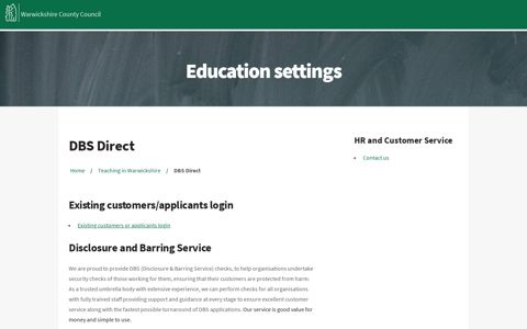 DBS Direct – Education settings