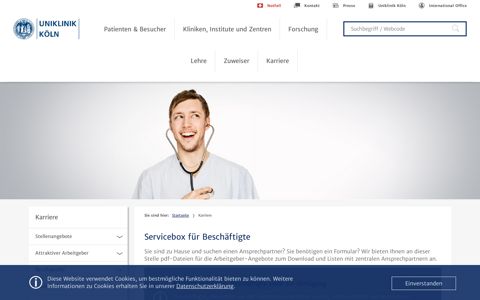 Servicebox für Beschäftigte - Karriere | Uniklinik Köln