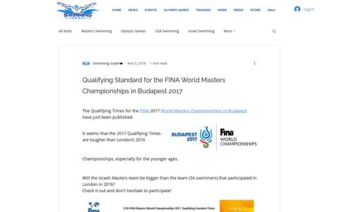 Qualifying Standard for the FINA World Masters ...