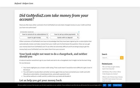 Did GoMediaZ.com take money from your account? - Refund ...