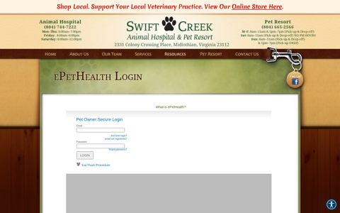 ePetHealth Portal Login - Swift Creek Animal Hospital