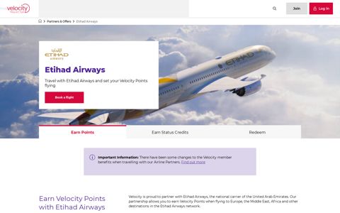 Etihad Airways Partner | Earn & redeem Points | Velocity ...
