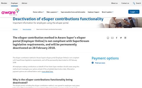 Deactivation of eSuper contributions functionality | First State ...