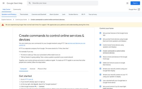 Create commands to control online services & devices ...