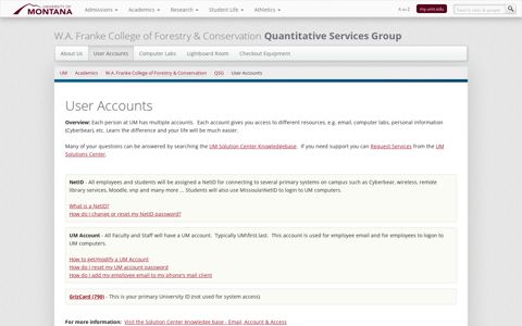 User Accounts - WA Franke College of Forestry & Conservation