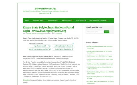 Kwara State Polytechnic Students Portal Login - Schoolinfo ...