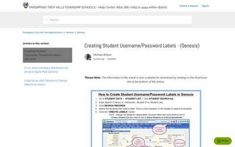 Creating Student Username/Password Labels - (Genesis ...