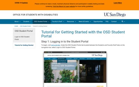 Tutorial for Getting Started with the OSD Student Portal