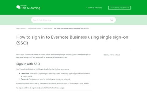 How to sign in to Evernote Business using single sign-on (SSO)