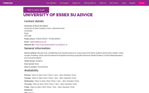 University of Essex SU Advice ... - Turn2Us - Advice Finder