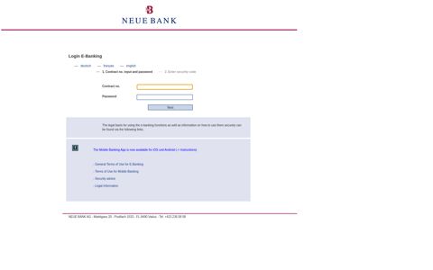 Login E-Banking - NEUE BANK AG Liechtenstein