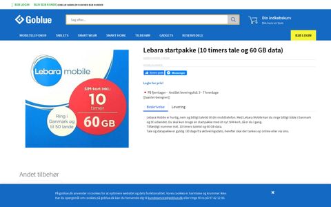 Lebara startpakke (10 timers tale og 60 GB data) | Goblue(DK)