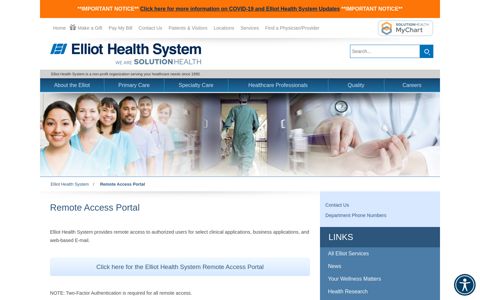 Elliot Health System Remote Access Portal - Elliot Hospital