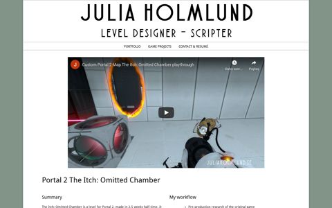 Portal 2 The Itch: Omitted Chamber - Julia Holmlund Portfolio