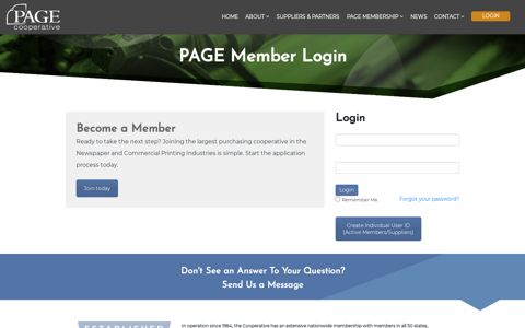 PAGE Member Login | Become a Member | PAGE Cooperative