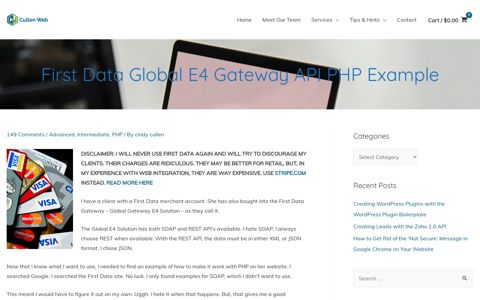 First Data Global E4 Gateway API PHP Example - Cullen Web ...