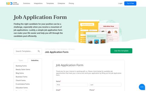 Free Online Job Application Form Template | 123 Form Builder