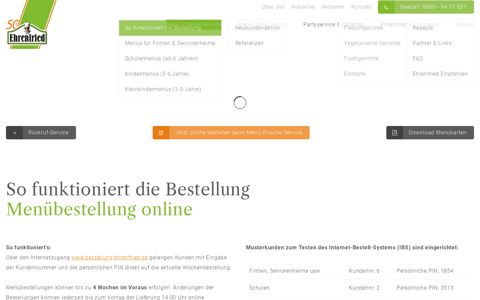 Menübestellung online bei Ehrenfried in Heidelberg