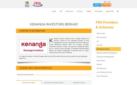 PRS Provider: Kenanga Investors Berhad | Private Pension ...