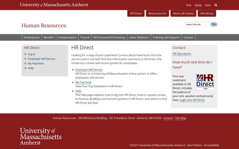 HR Direct | Human Resources | UMass Amherst