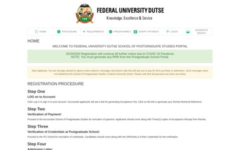 Federal University of Dutse Postgraduate Portal