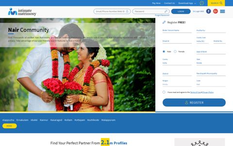 Free Nair matrimony for Kerala Brides and Grooms