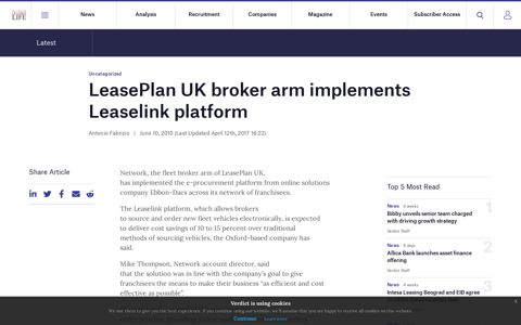 LeasePlan UK broker arm implements Leaselink platform ...