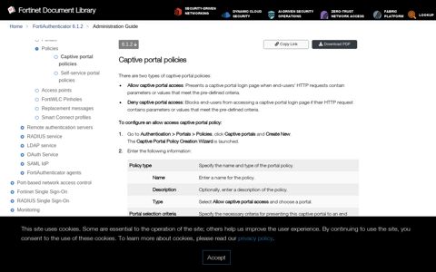 Captive portal policies - Fortinet Documentation Library