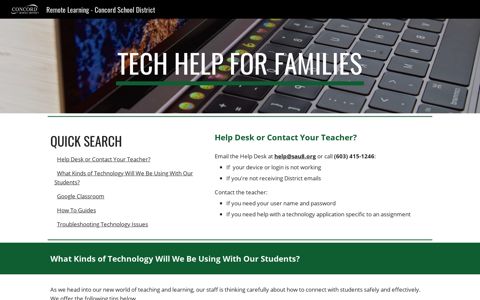 Remote Learning - Concord School District - Tech Help for ...