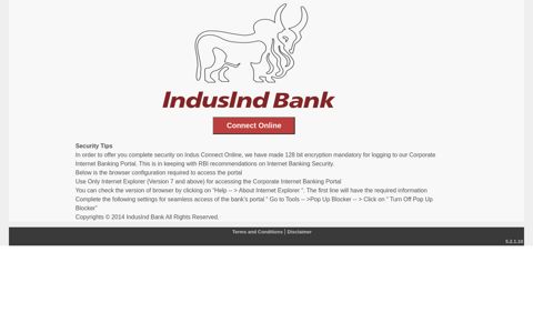 Welcome to IndusInd ConnectOnline Portal - Login Screen