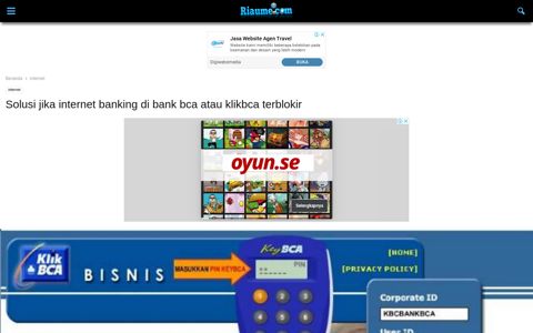 Solusi jika internet banking di bank bca atau klikbca terblokir