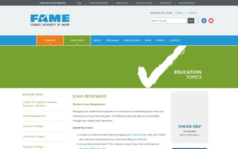 Loan Repayment - Finance Authority of Maine (FAME)