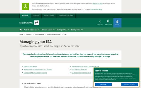 Managing your ISA | Investing | Lloyds Bank