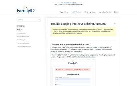 Trouble Logging into Your Existing Account? - FamilyID ...