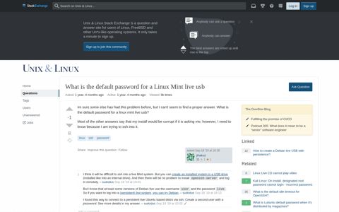 What is the default password for a Linux Mint live usb - Unix ...