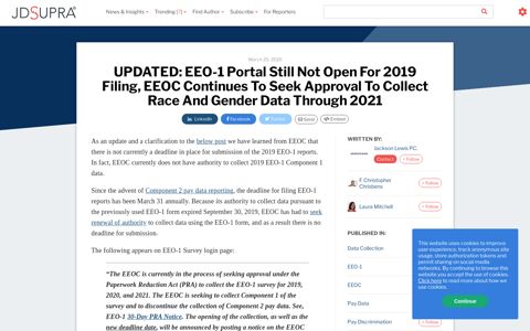 UPDATED: EEO-1 Portal Still Not Open For 2019 Filing, EEOC ...