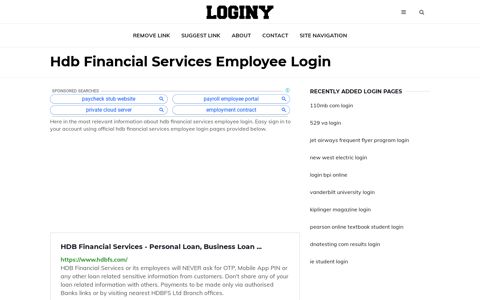 Hdb Financial Services Employee Login ✔️ One Click Login