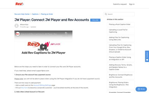 JW Player: Connect JW Player and Rev Accounts – Rev.com ...