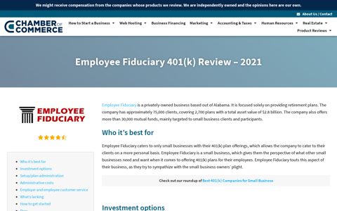 Employee Fiduciary 401(k) Review – 2020 | Chamber of ...