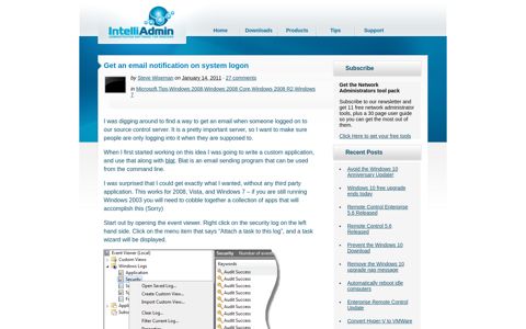 Get an email notification on system logon | Remote ...