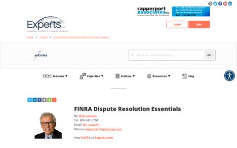 FINRA Dispute Resolution Essentials - Experts.com
